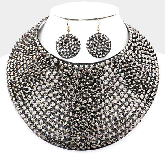 BLING STUDDED ARMOR COLLAR NECKLACE