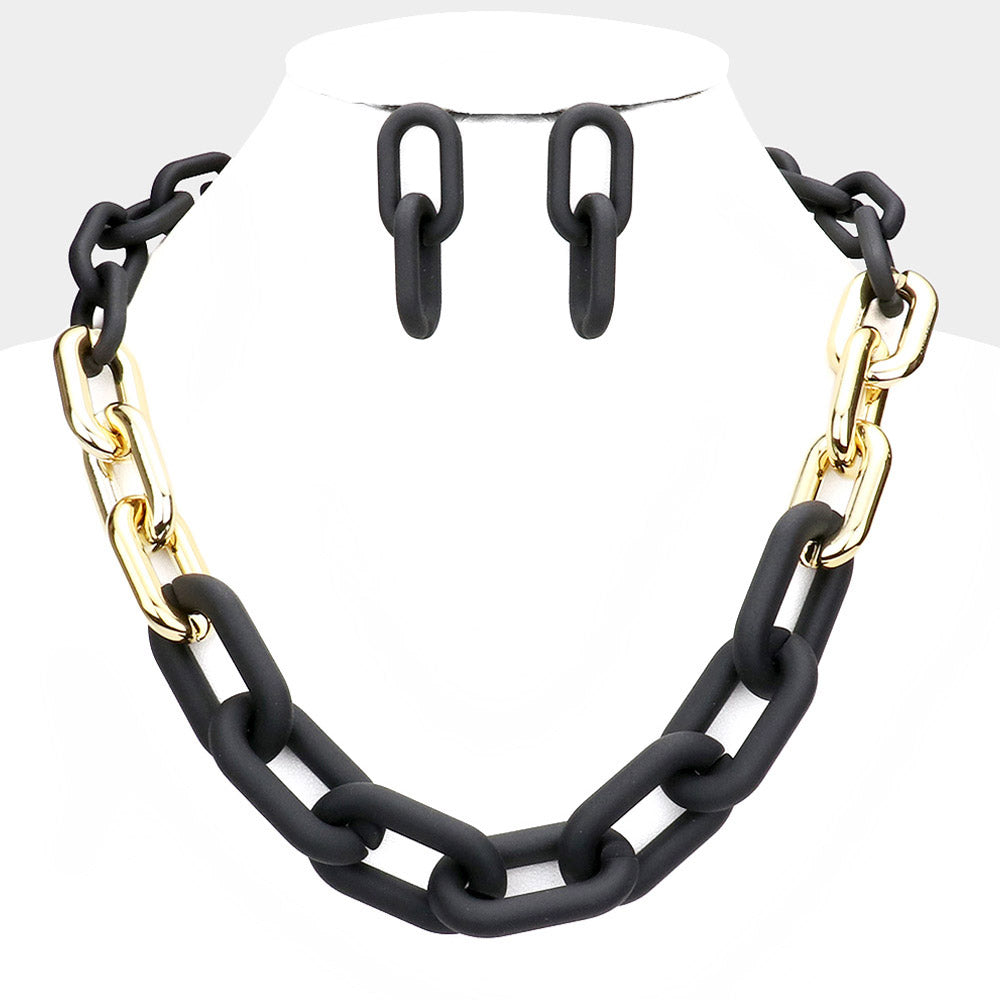 COLORFUL OPEN OVAL LINK NECKLACE