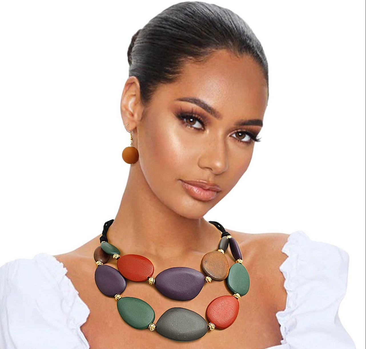 Multi color wood Necklace