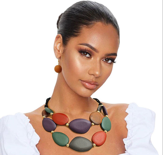 Multi color wood Necklace