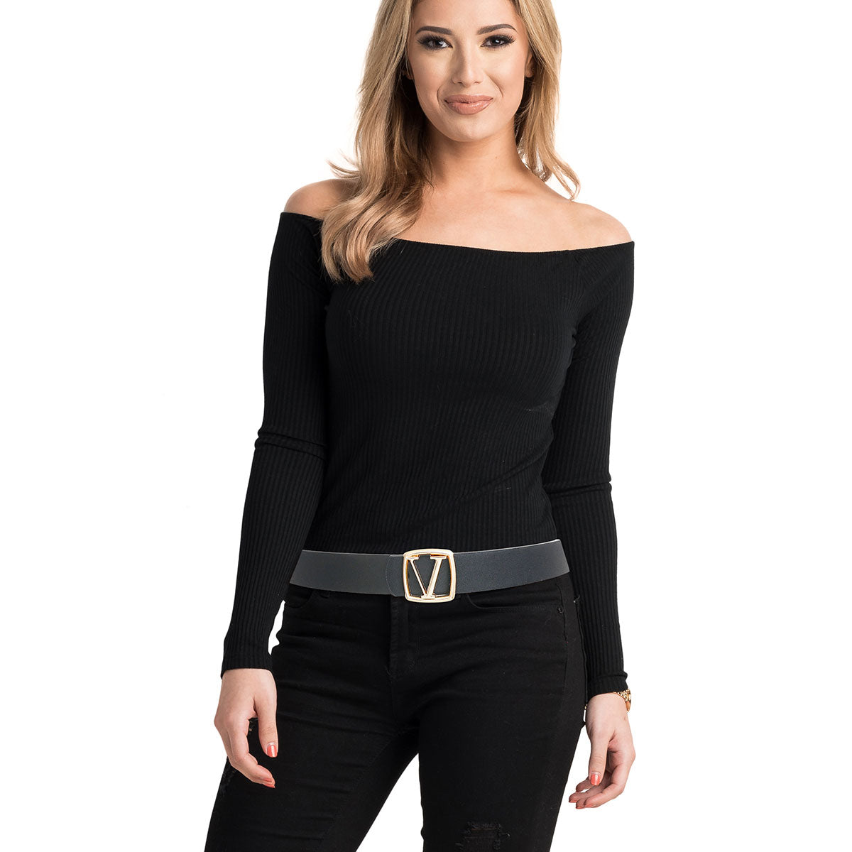 Black and Gold V Designer Belt