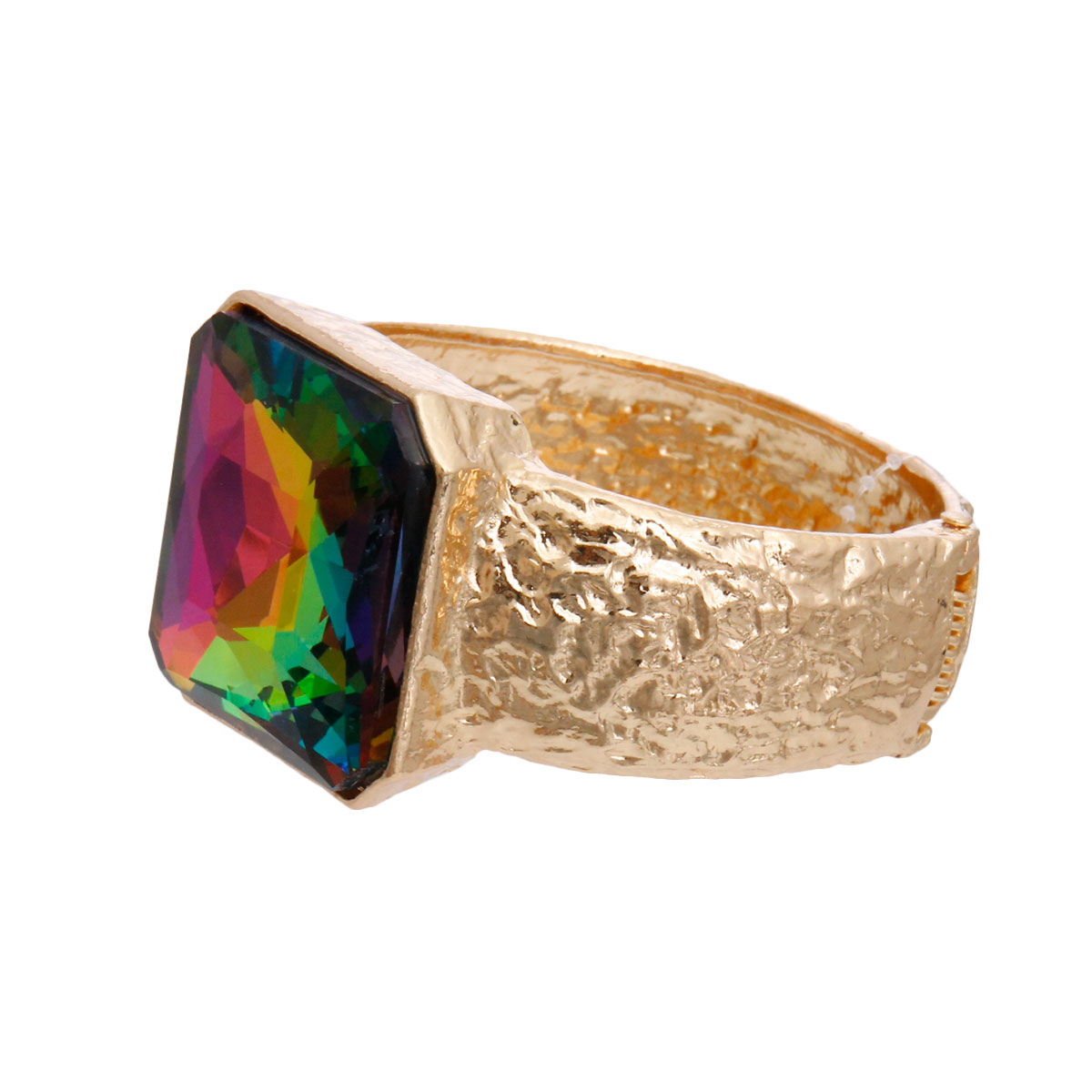 Pink Green Cushion Cut Crystal Cuff