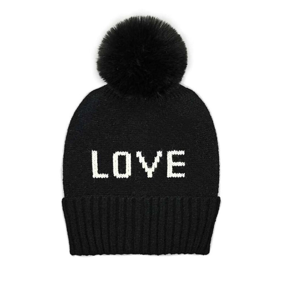 Black LOVE Pom Beanie