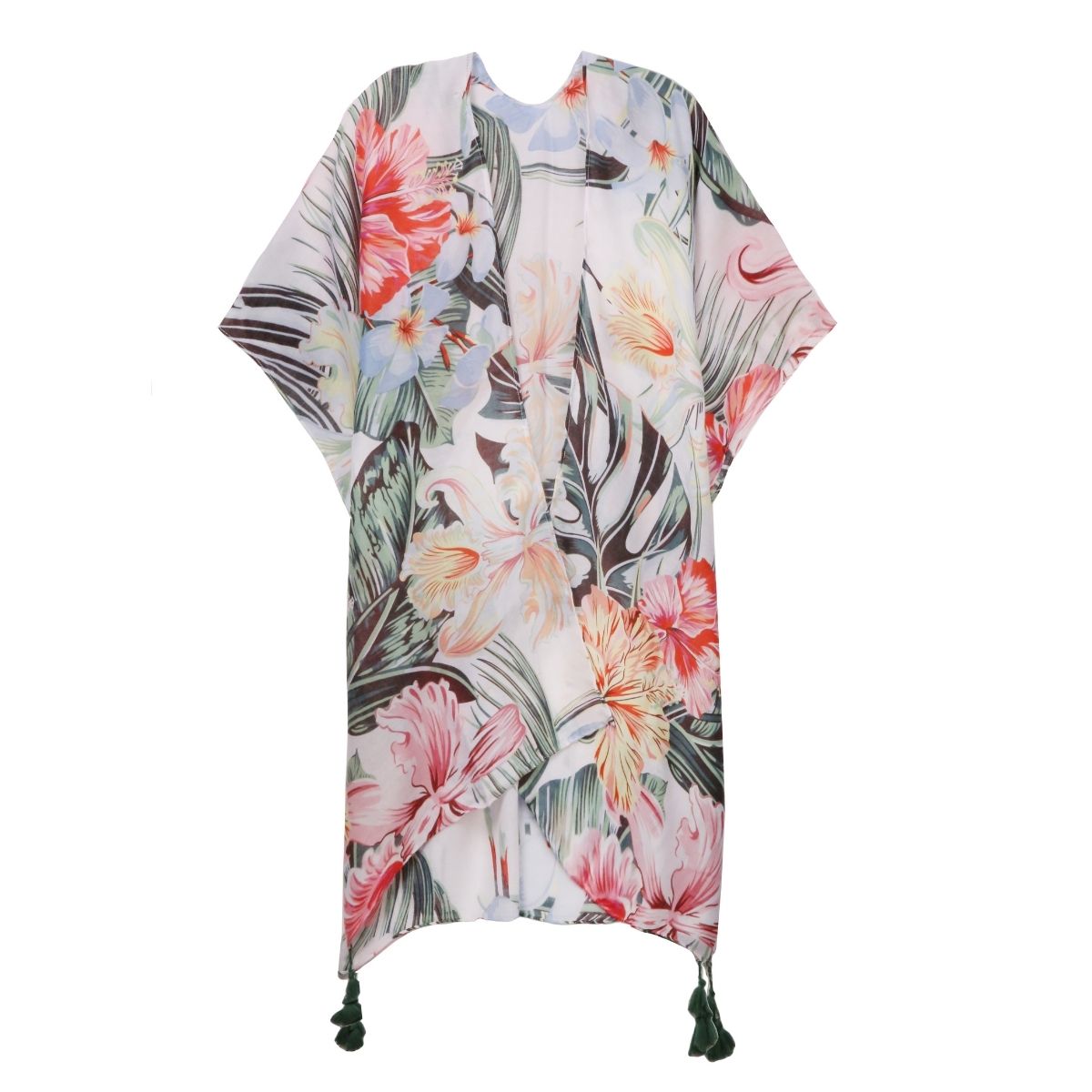 Tropical Green Tassel Kimono