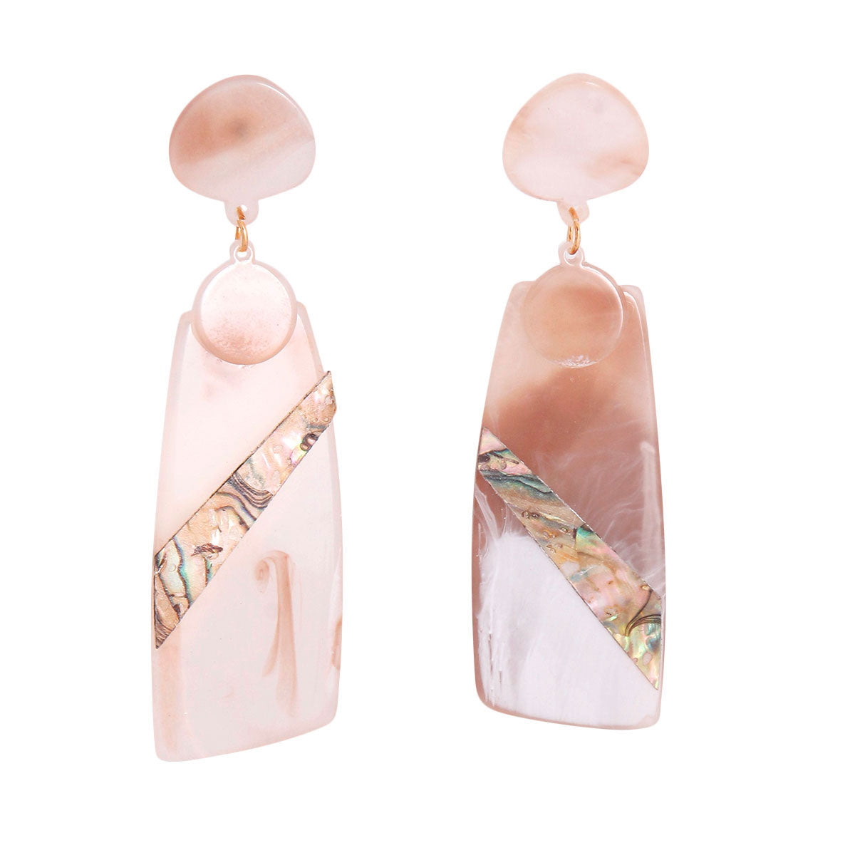 Brown Marbled Abalone Oblong Earrings