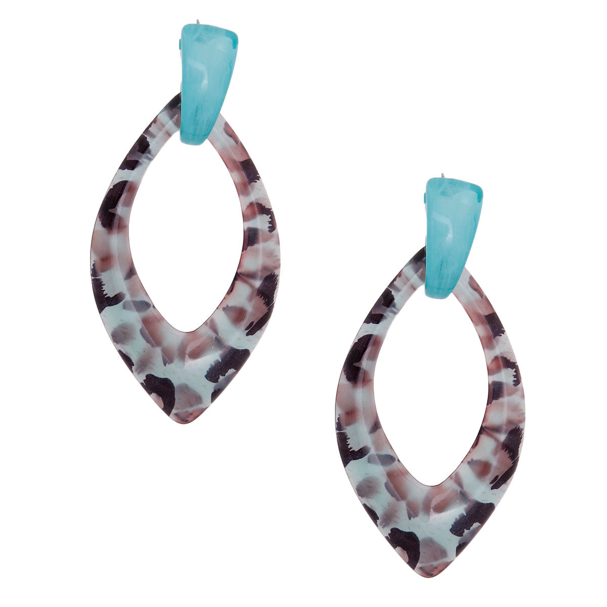 Aqua Leopard Marquise Earrings