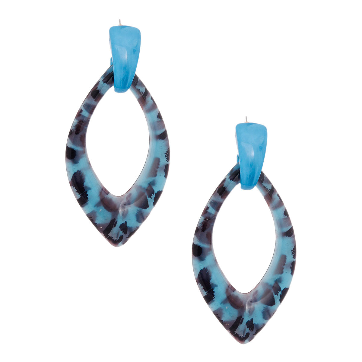 Blue Leopard Marquise Earrings