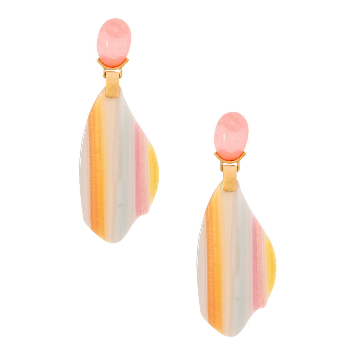 Pink Striped Resin Organic Earrings