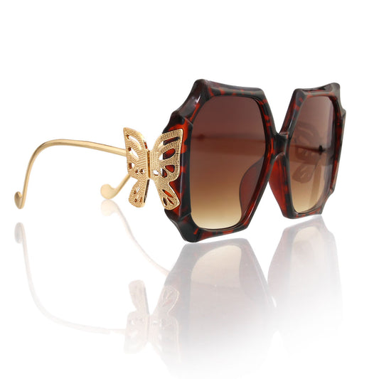 Tortoiseshell Retro Square Butterfly Sunglasses