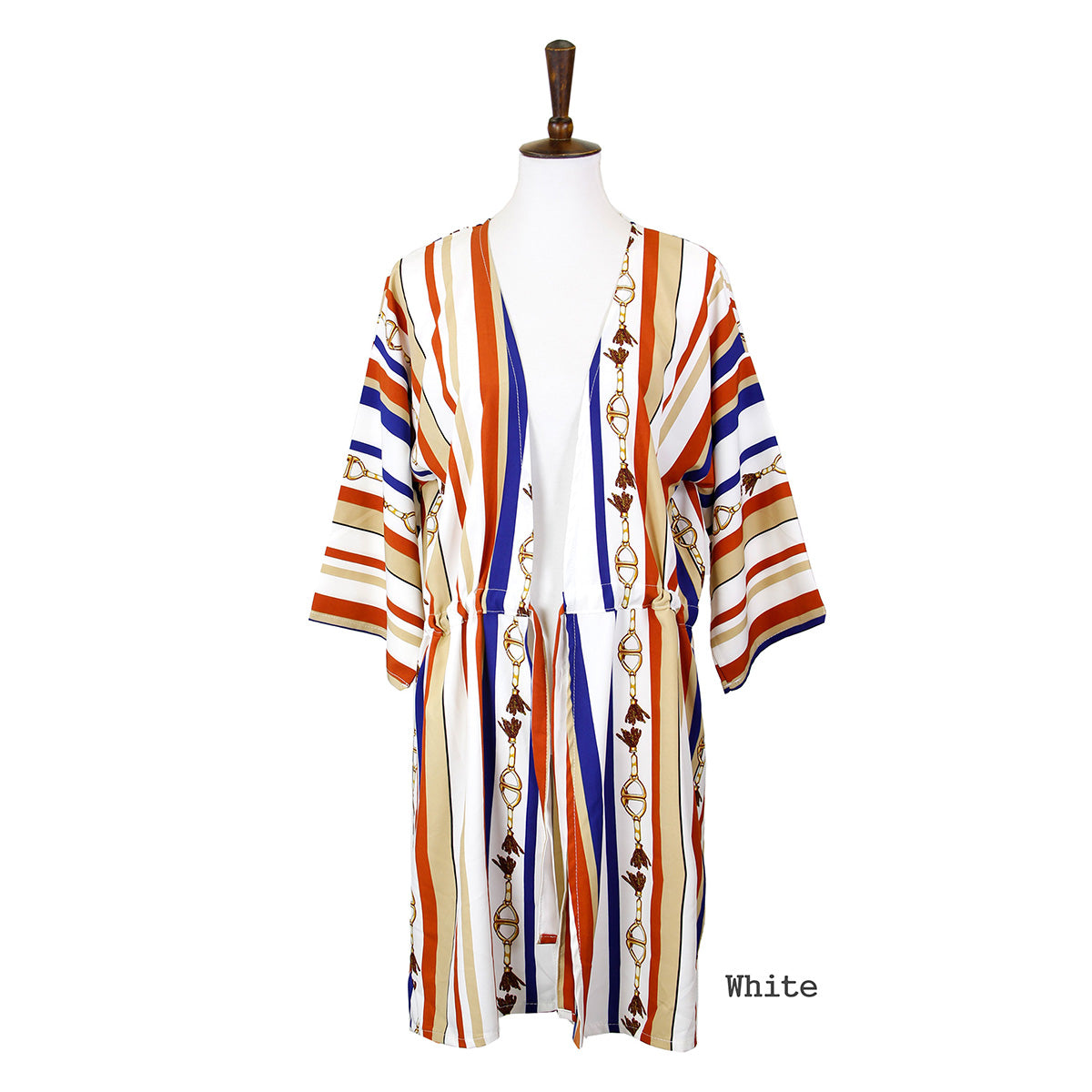 White Stripe Designer Horsebit Cover Up