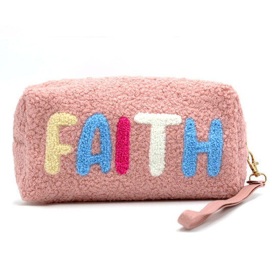 Blush Fleece Fur FAITH Pouch