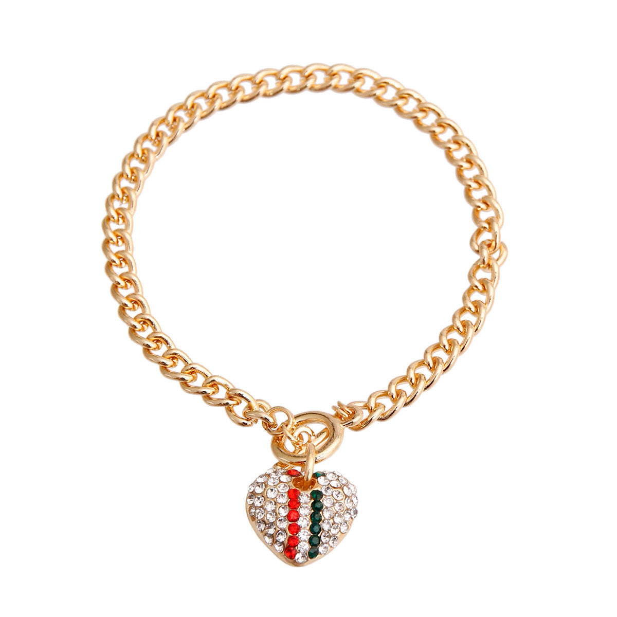 Designer Style Gold Pave Heart Bracelet