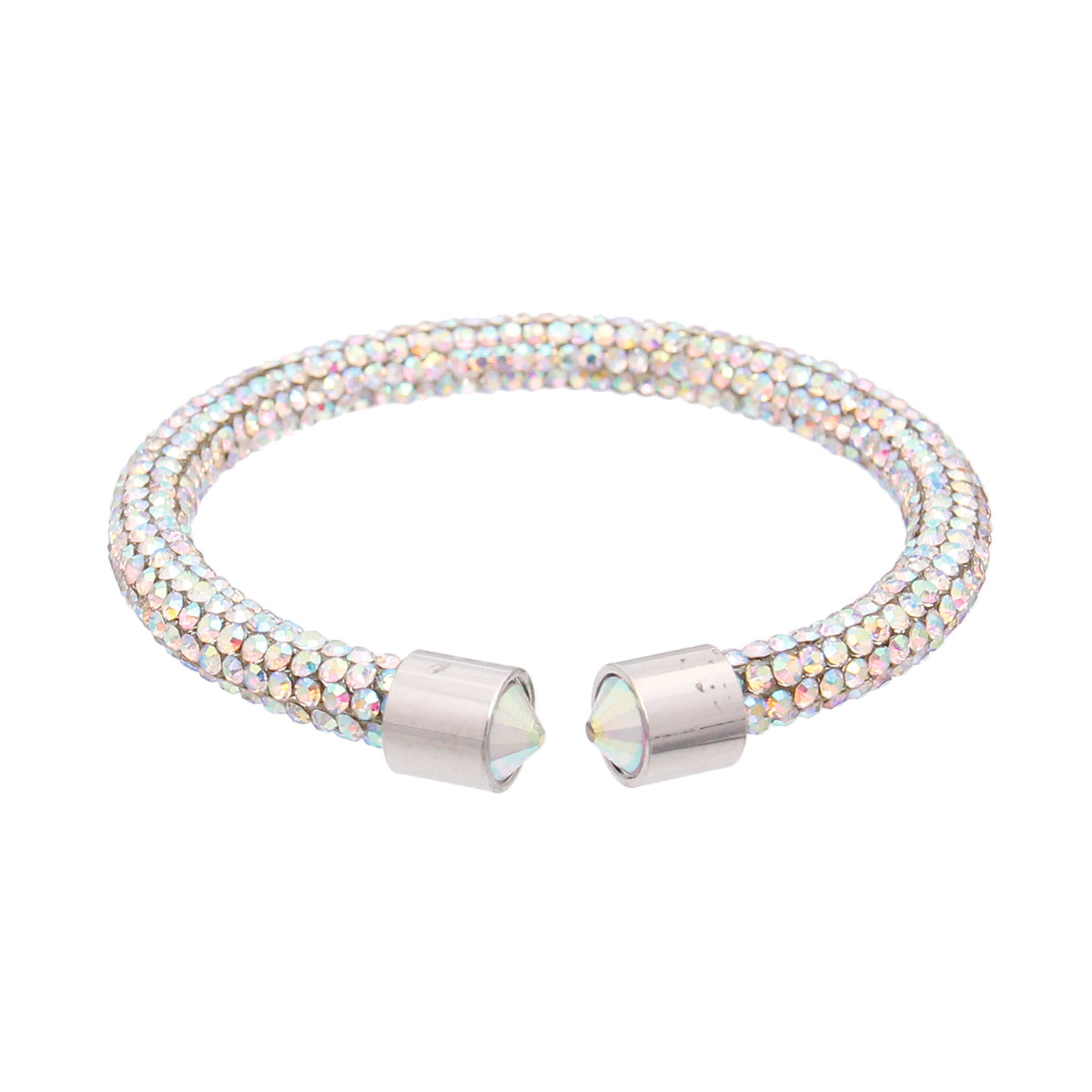 Silver Aurora Borealis Rhinestone Wrap Bangle