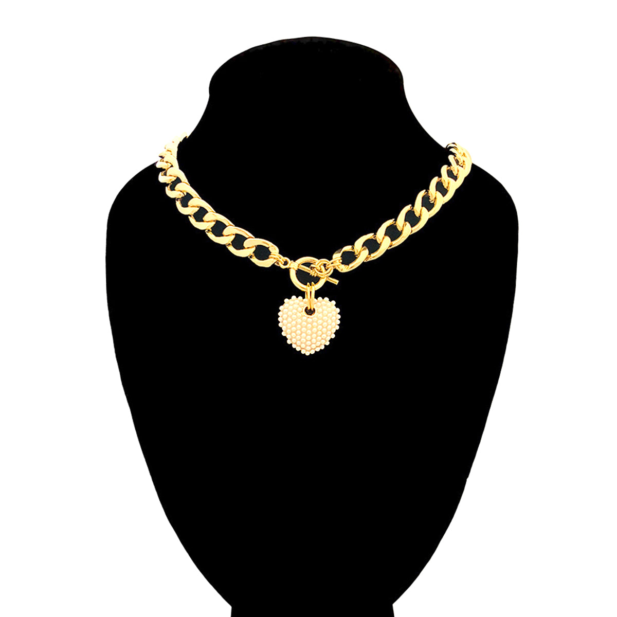 Cream Pearl Heart Toggle Necklace