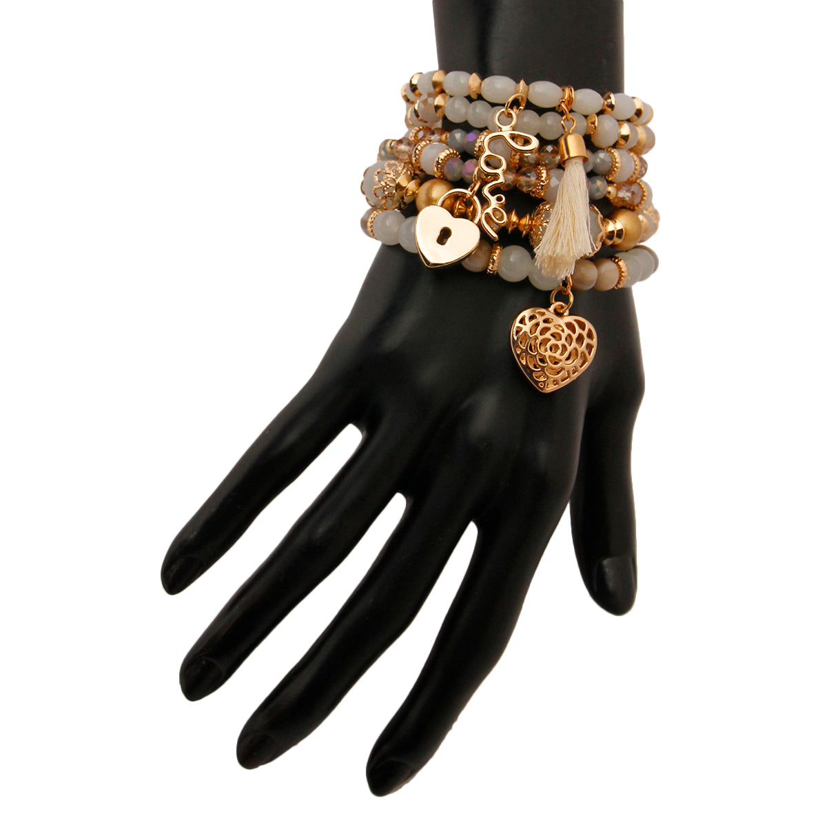 Cream Glass Bead Love Bracelets