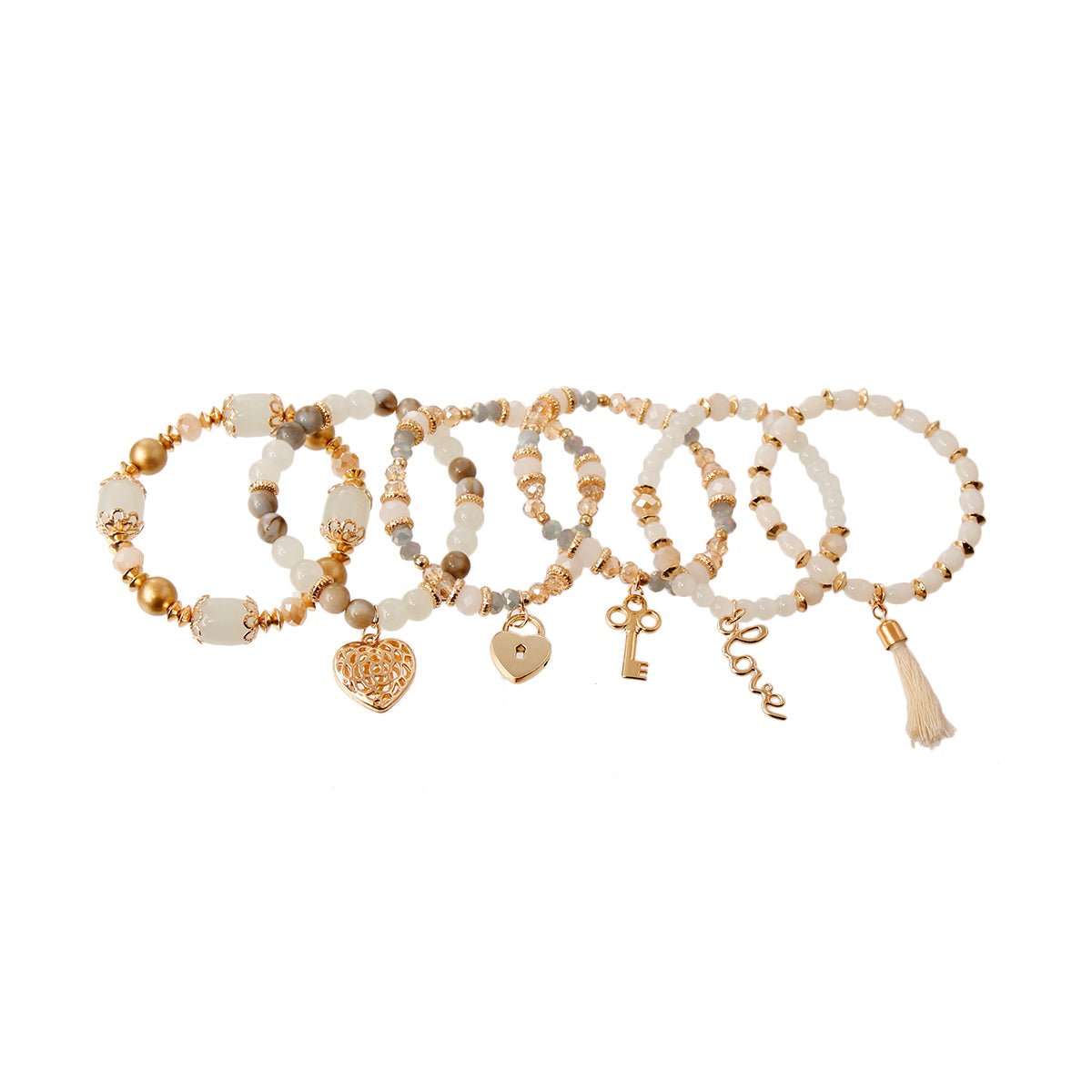 Cream Glass Bead Love Bracelets