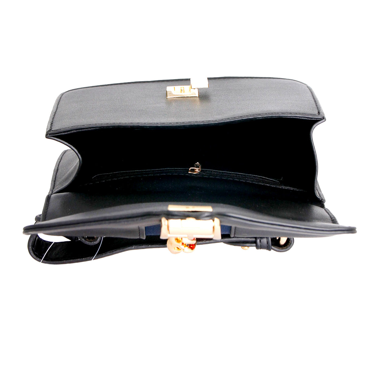 Black Designer Stripe Ribbon Satchel