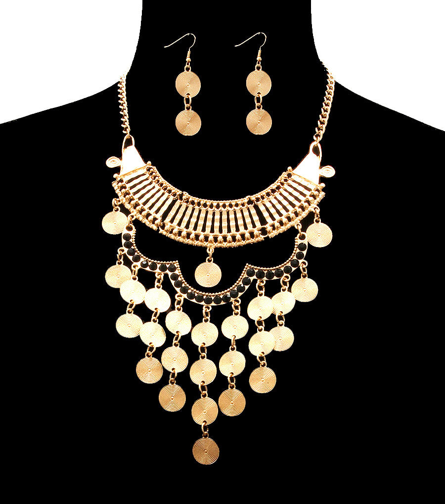 Coin Drop Antique Necklace Set