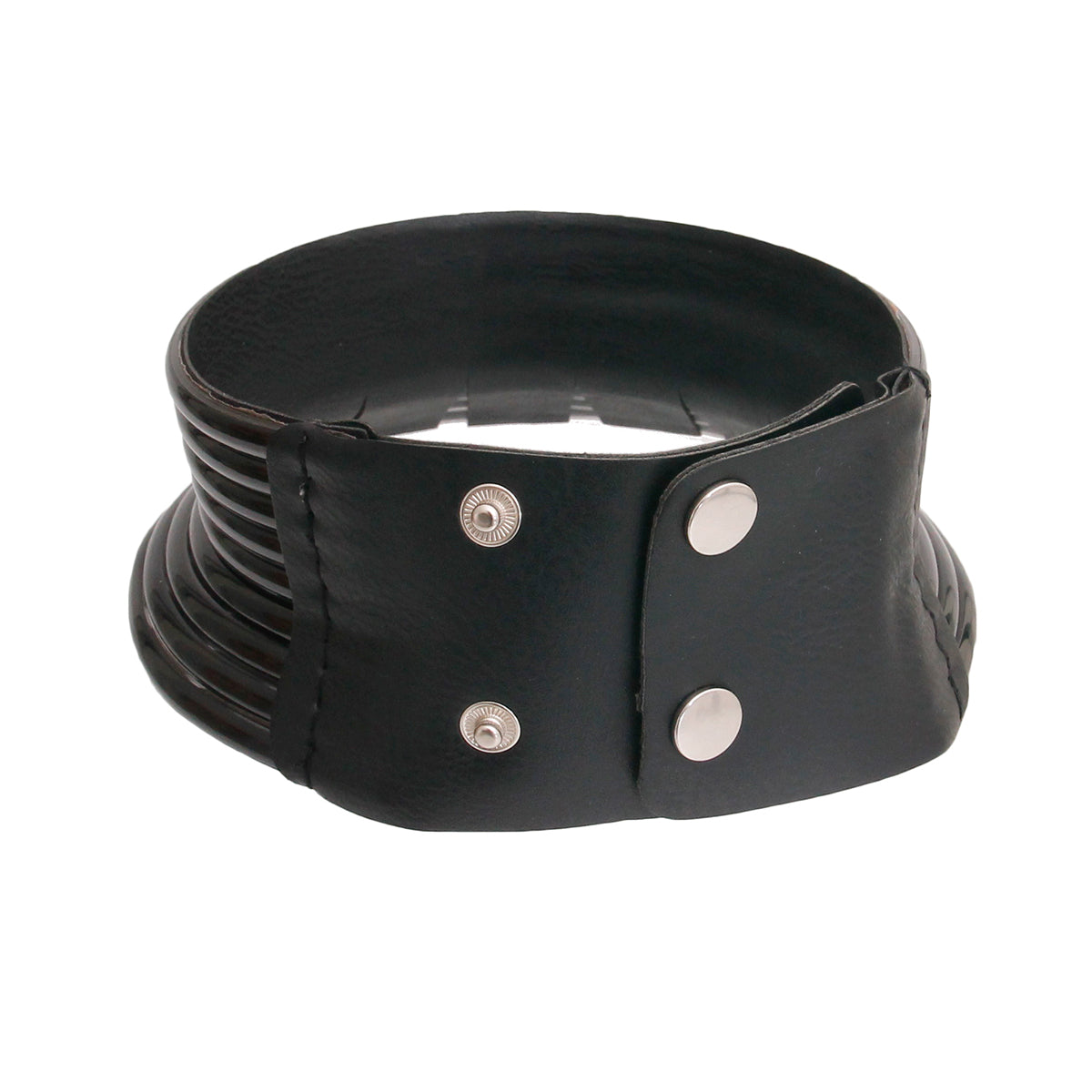 Black Vegan Leather Snap Collar