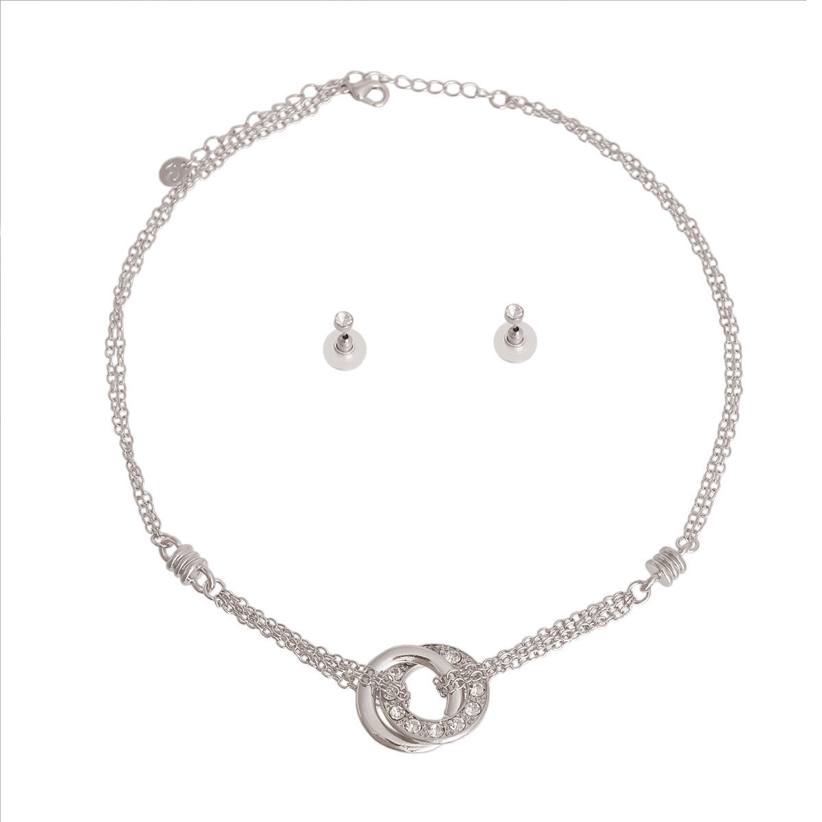 Silver Double Ring Pendant Chain