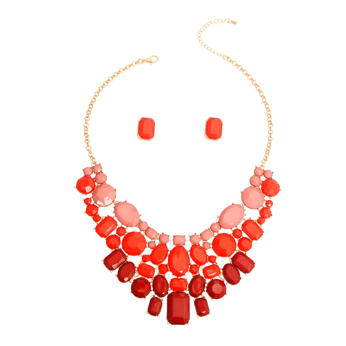 Shades of Red Statement Necklace Set