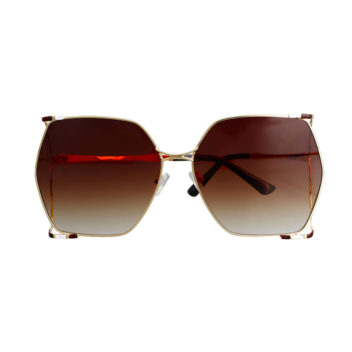 Brown Square Striped Arm Sunglasses