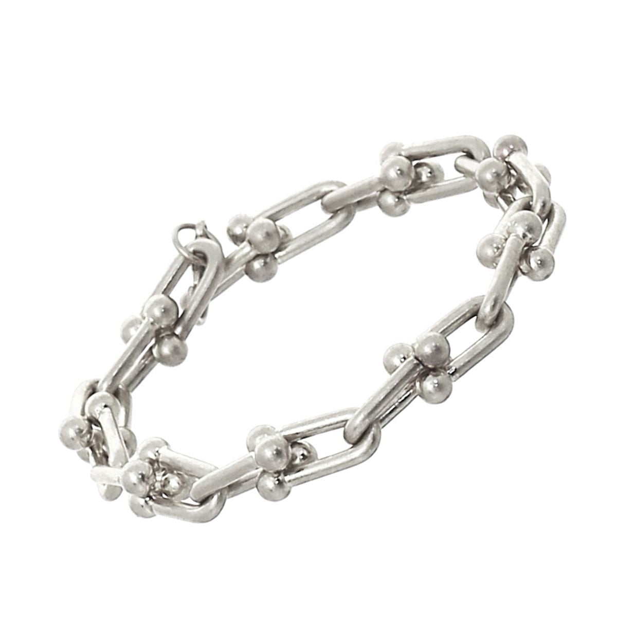 Silver Metal Gauge Link Bracelet