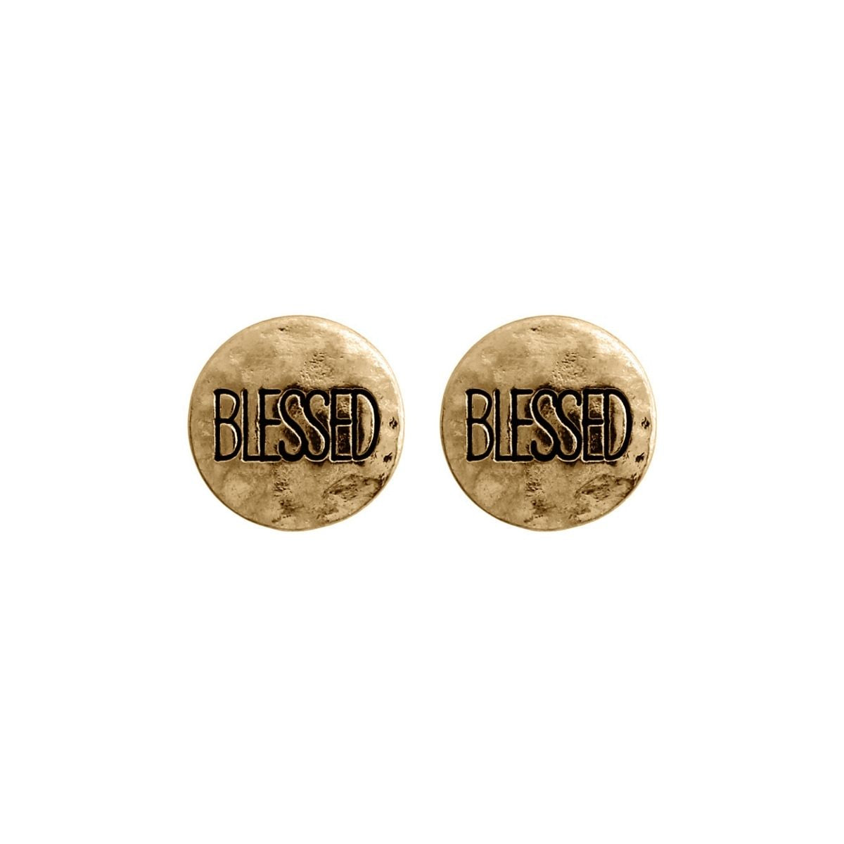 BLESSED Burnished Gold Round Studs