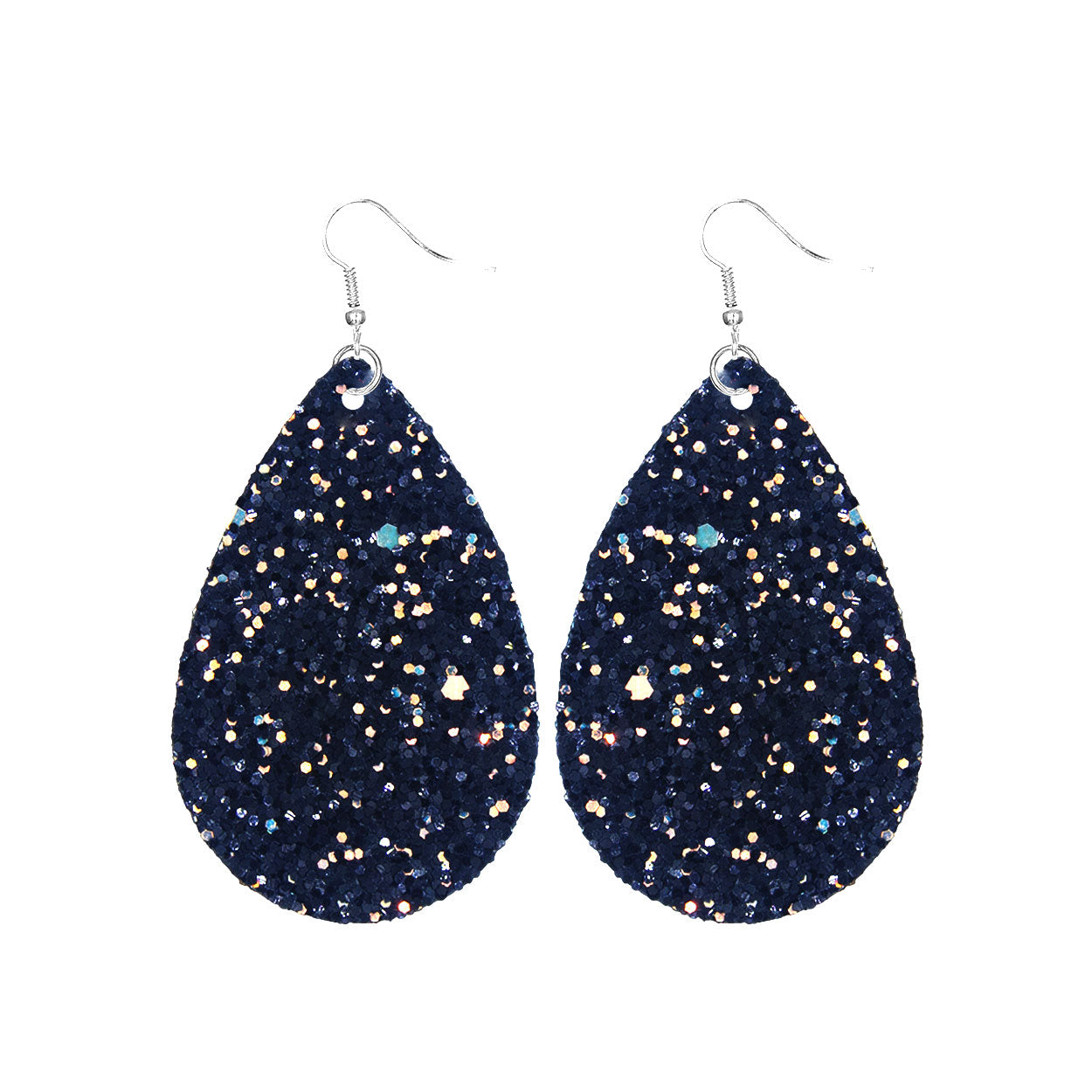 Black Glitter Teardrop Earrings