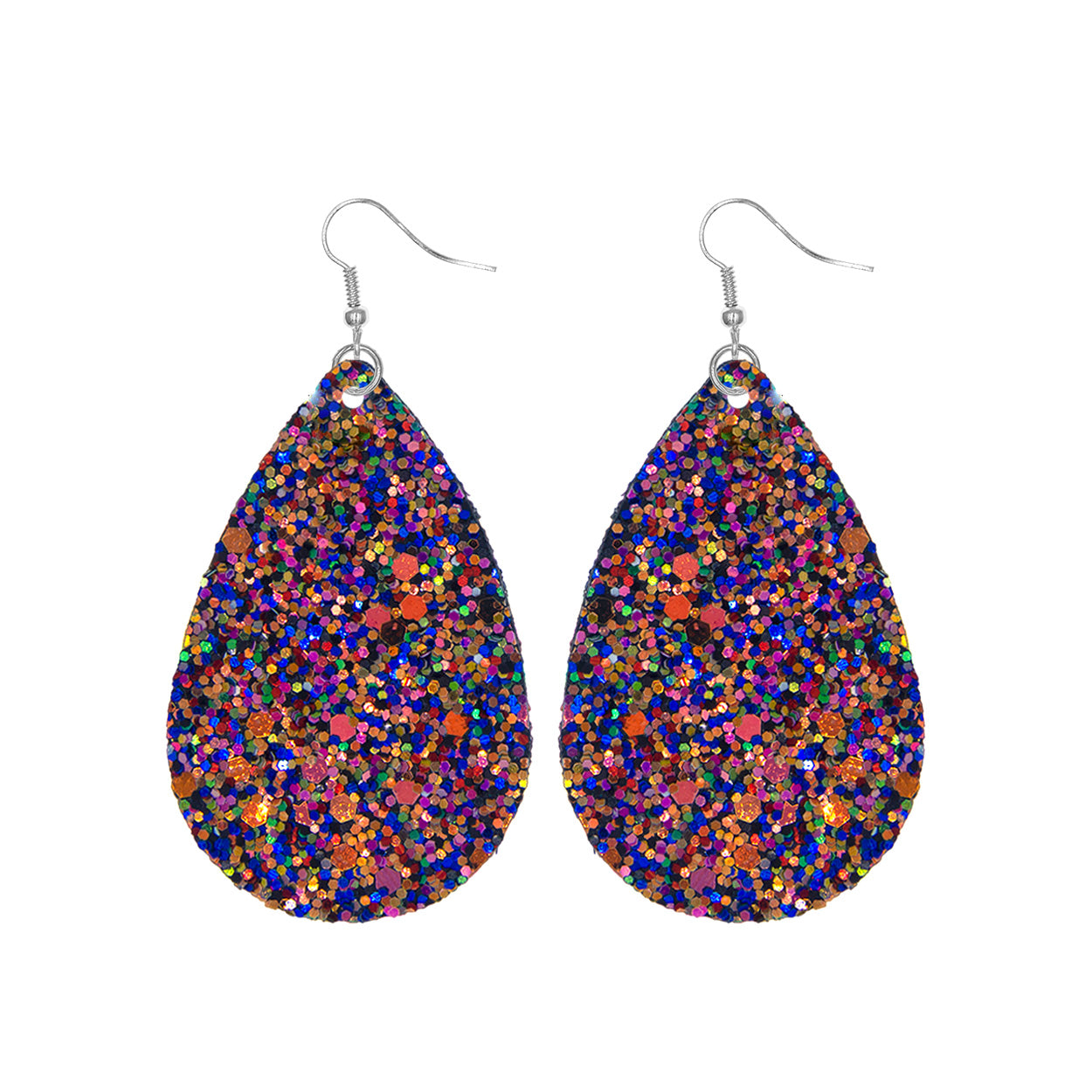Multi Color Glitter Teardrop Earrings