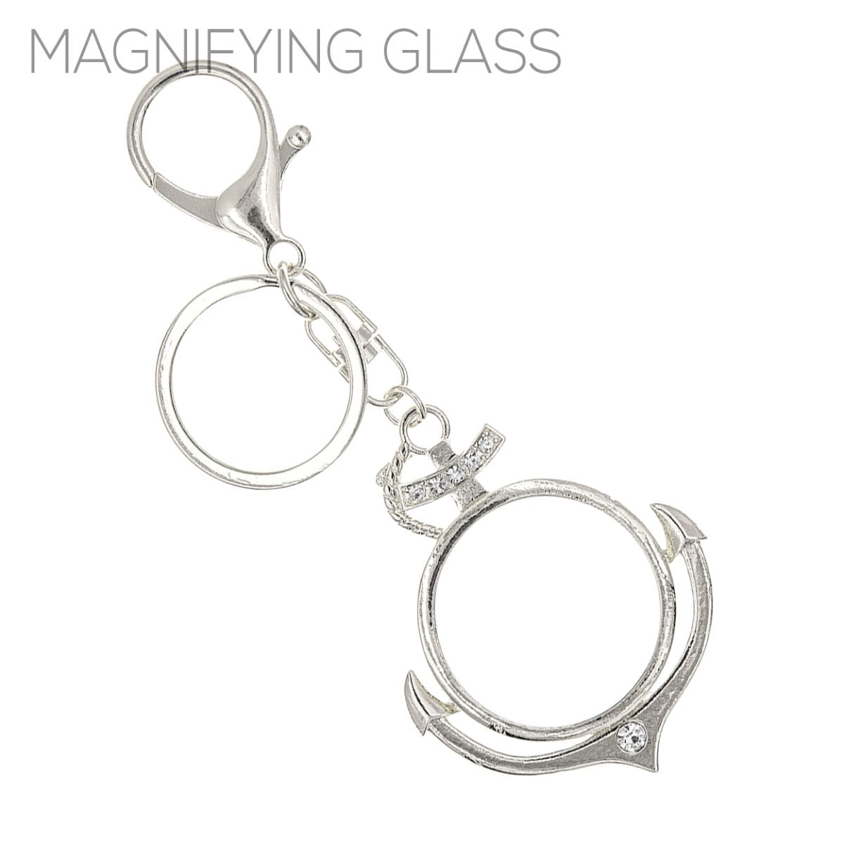 Silver Anchor Magnifying Glass Keychain