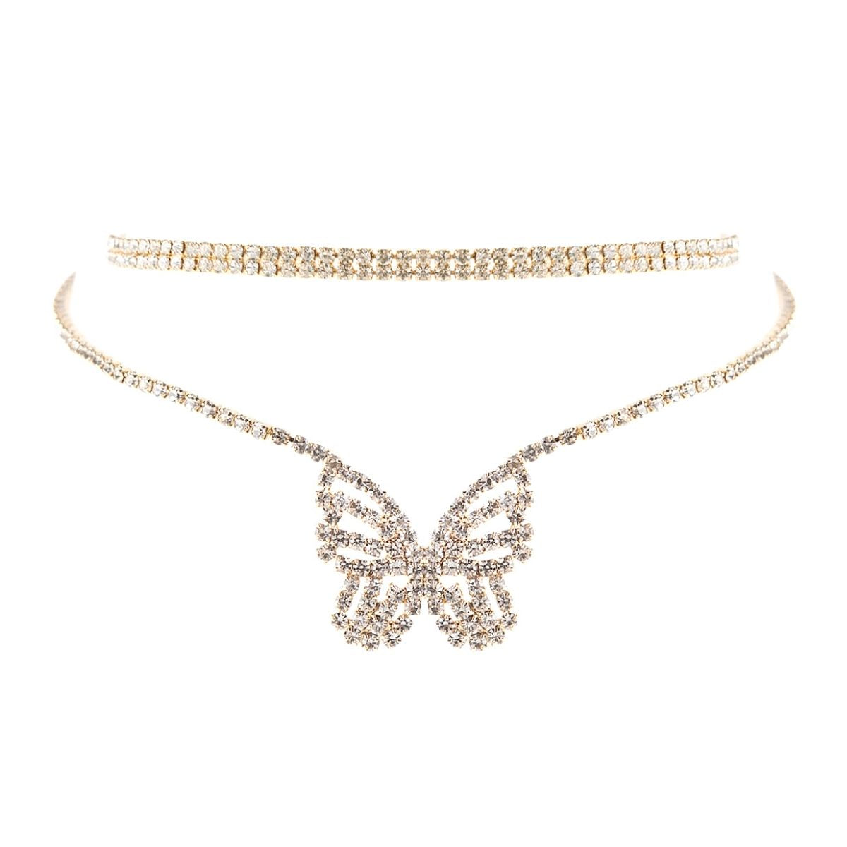 Gold Bling 2 Pcs Butterfly Collar Set