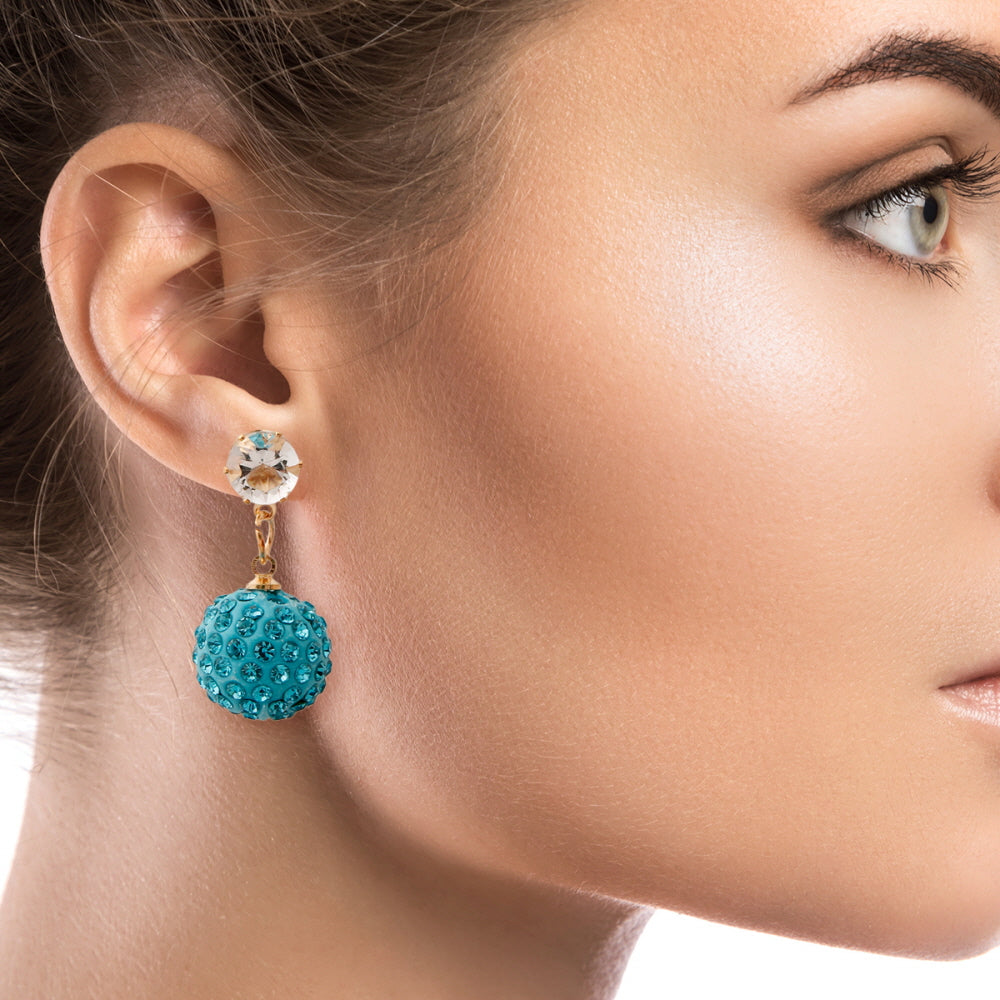 Dozen Ball Rhinestone Drop Earrings