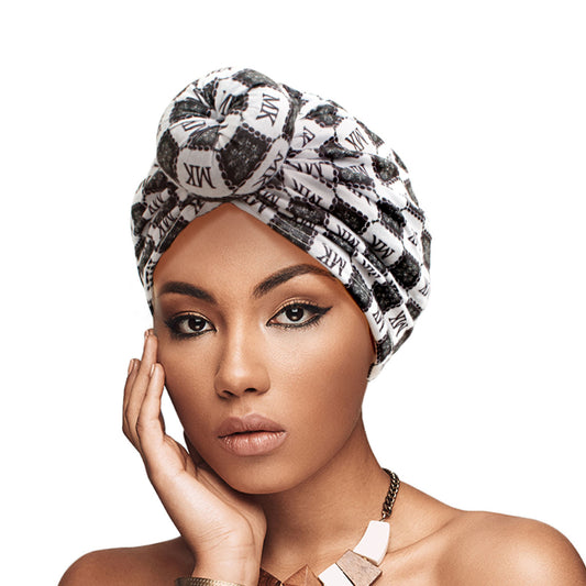 White MK Donut Knot Turban