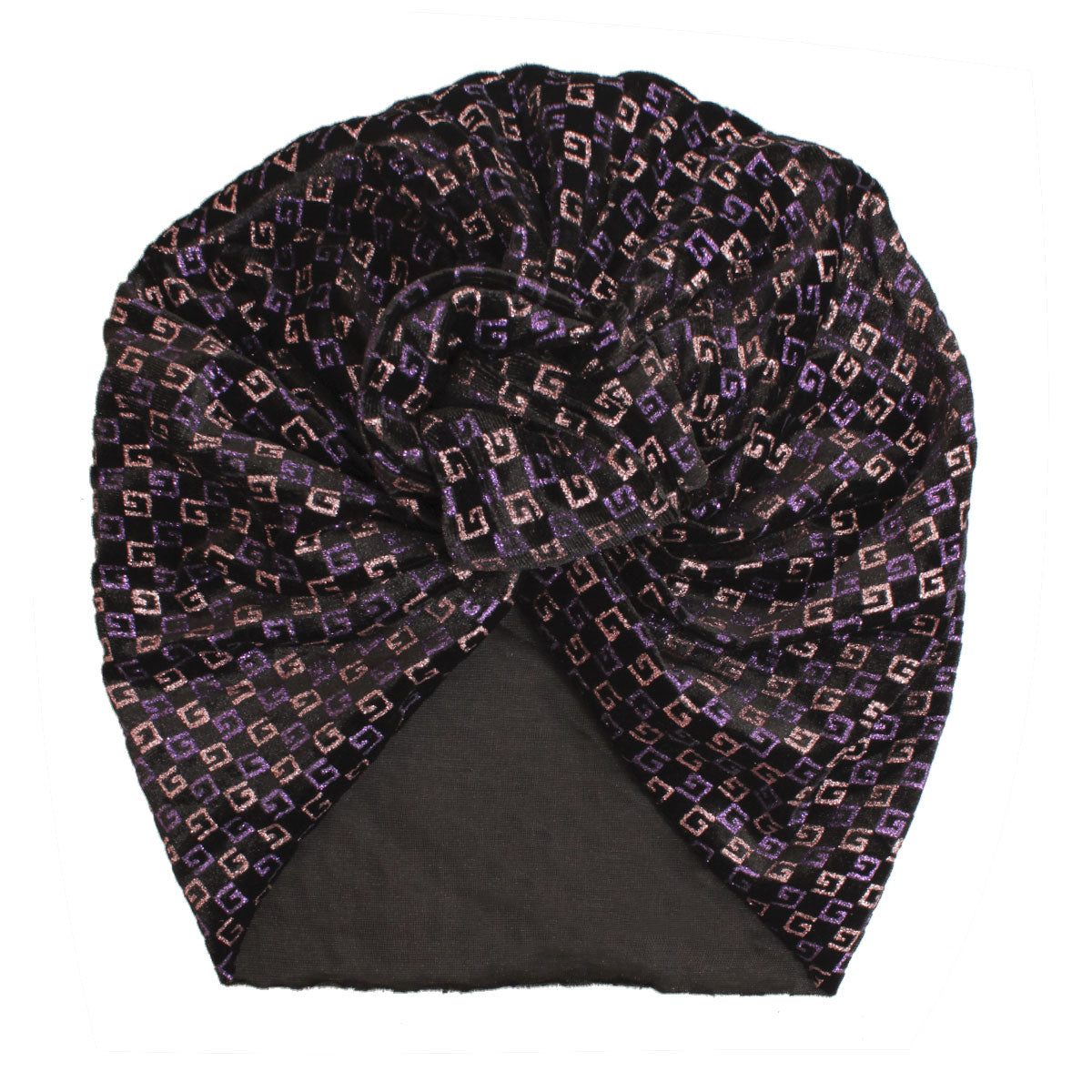 Black Velvet Designer Monogram Turban