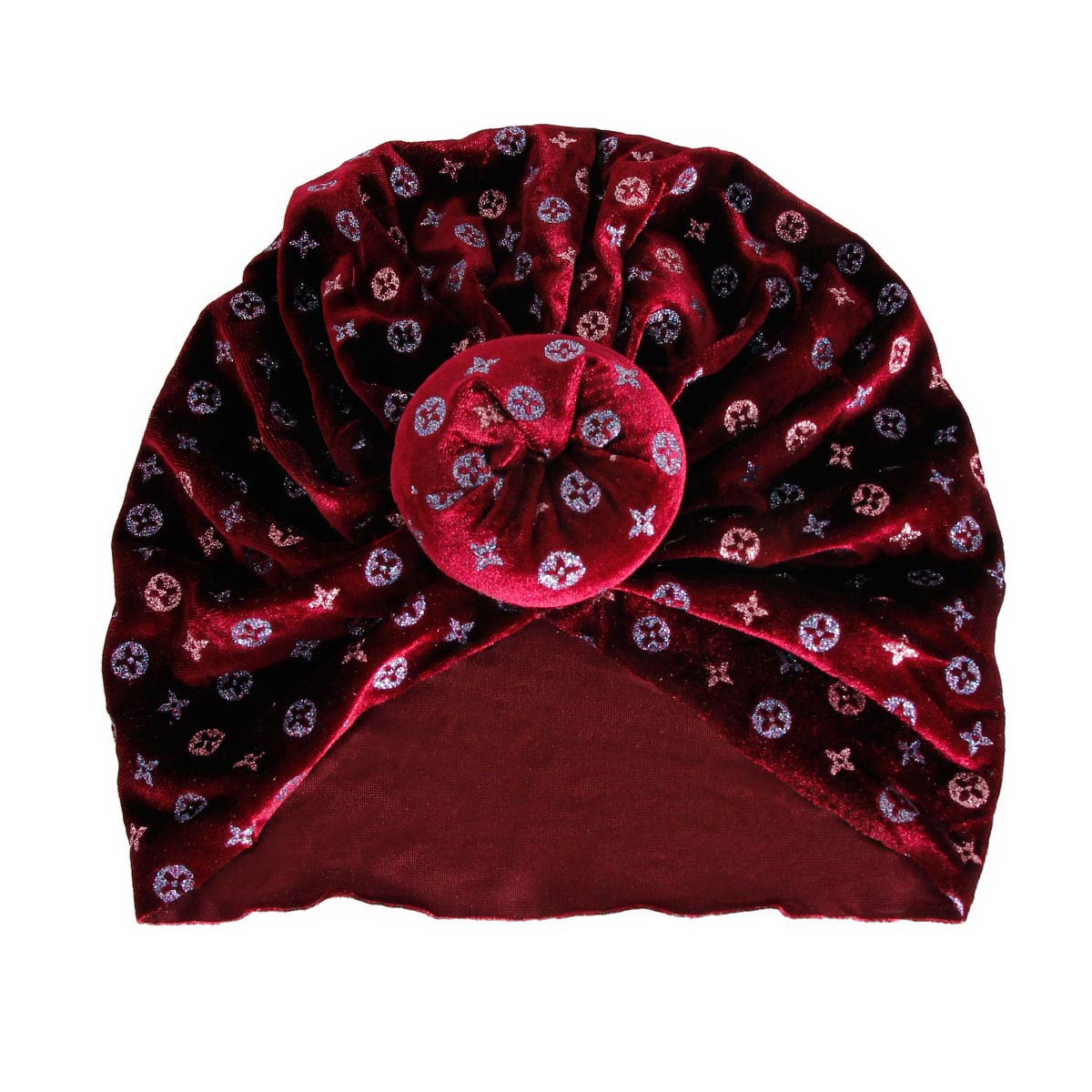 Burgundy Velvet Luxury Monogram Turban