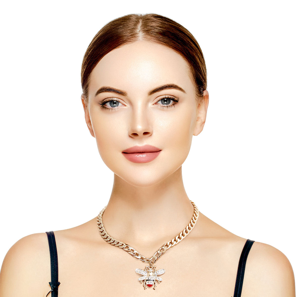 Designer Shiny Gold Chain Bee Necklace