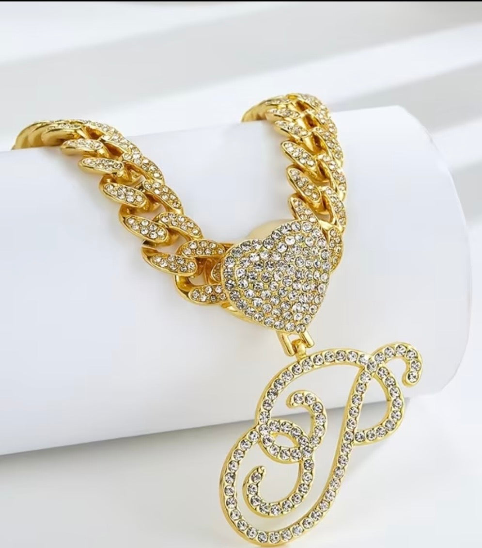 Monogram Princess Heart  Necklace