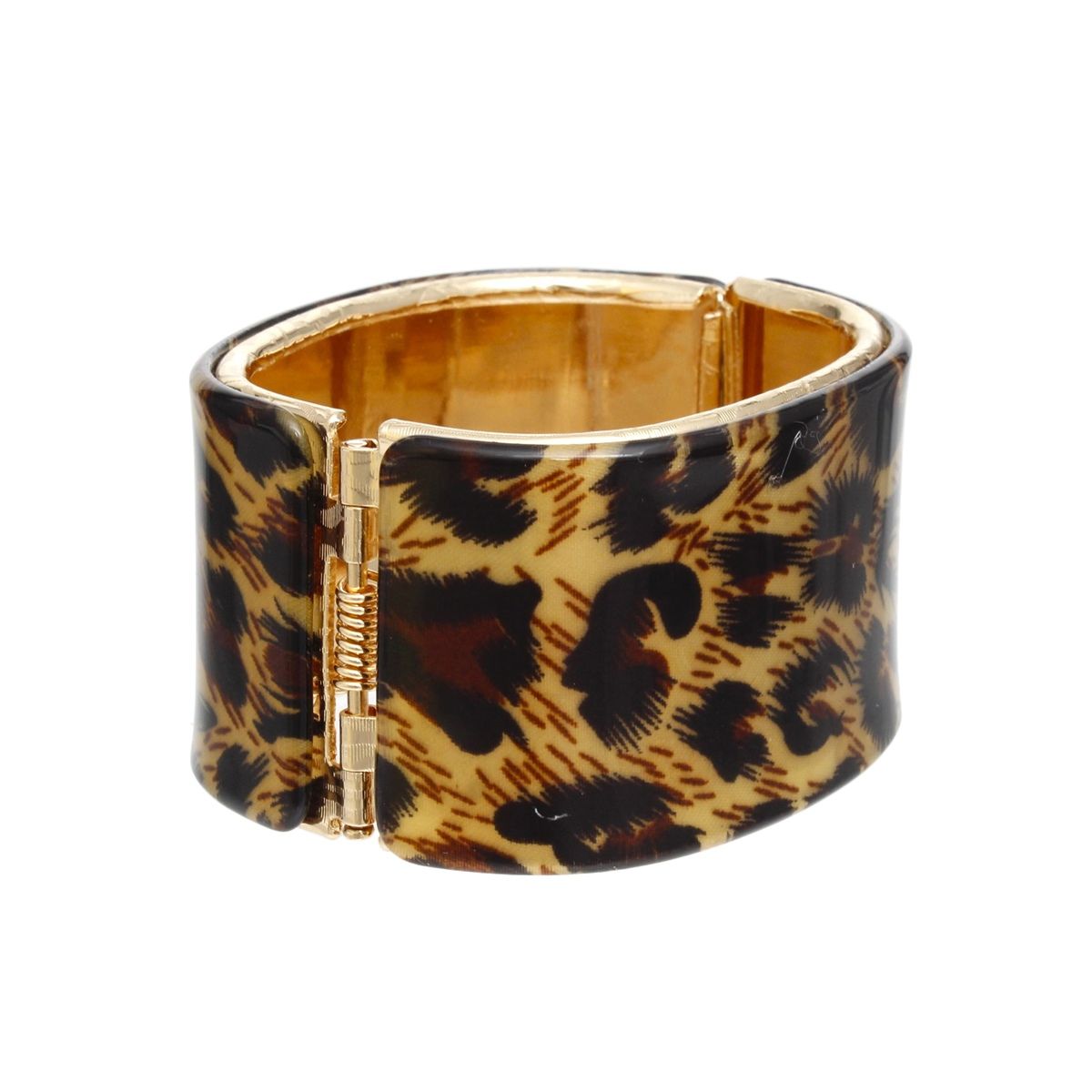 Bracelet Leopard Gold Wide Cuff for Women