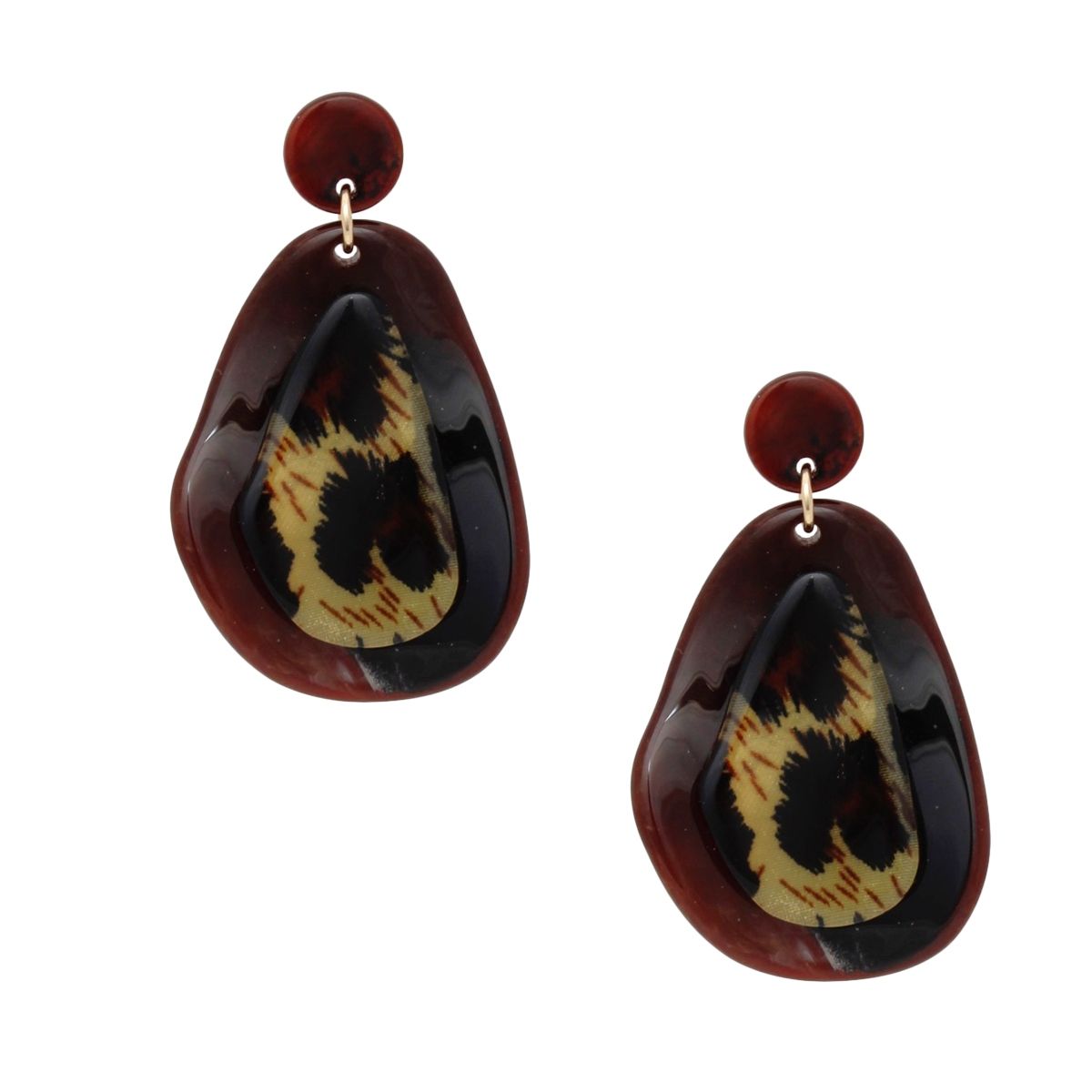 Drop Organic Teardrop Leopard Resin Earrings