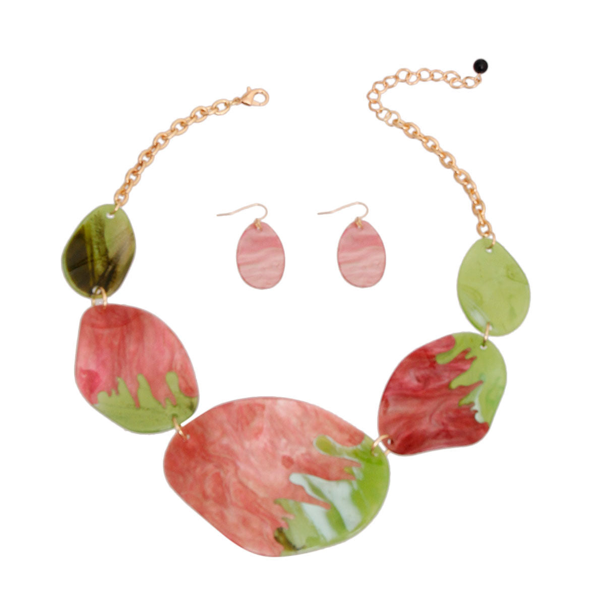AKA Pink Green Dipped Necklace Set