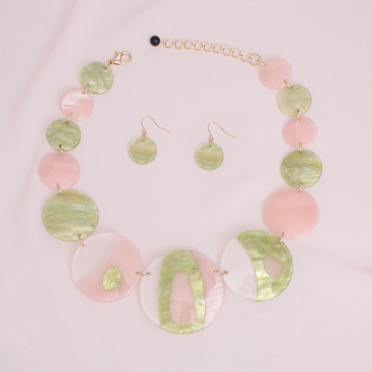 AKA Pink Green Disc Collar Necklace for Women