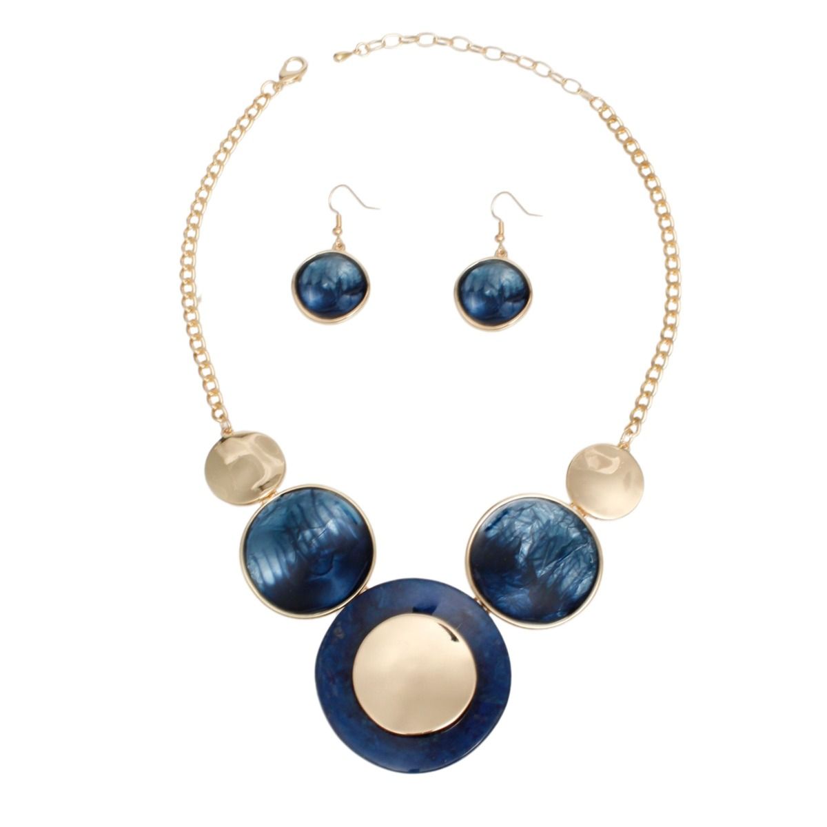 Collar Blue Gradient Gold Disc Necklace for Women