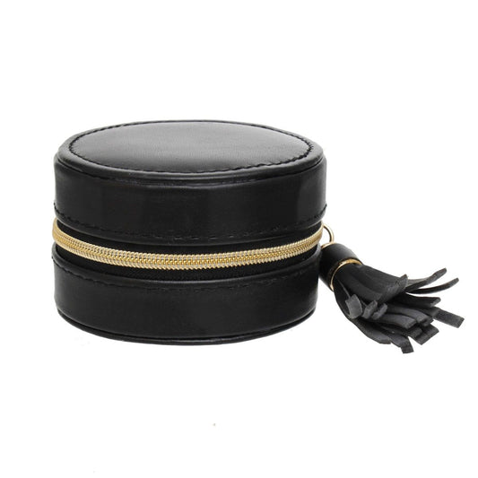 Black Travel Round Jewelry Box Organizer for Women