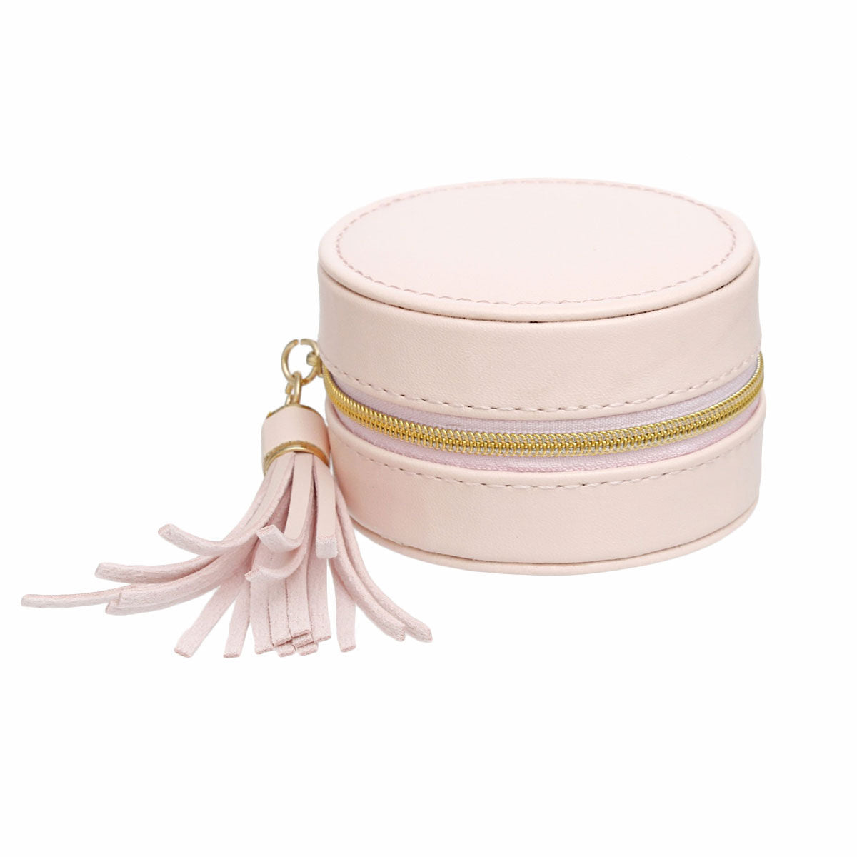 Pink Travel Round Jewelry Box Organizer for Women