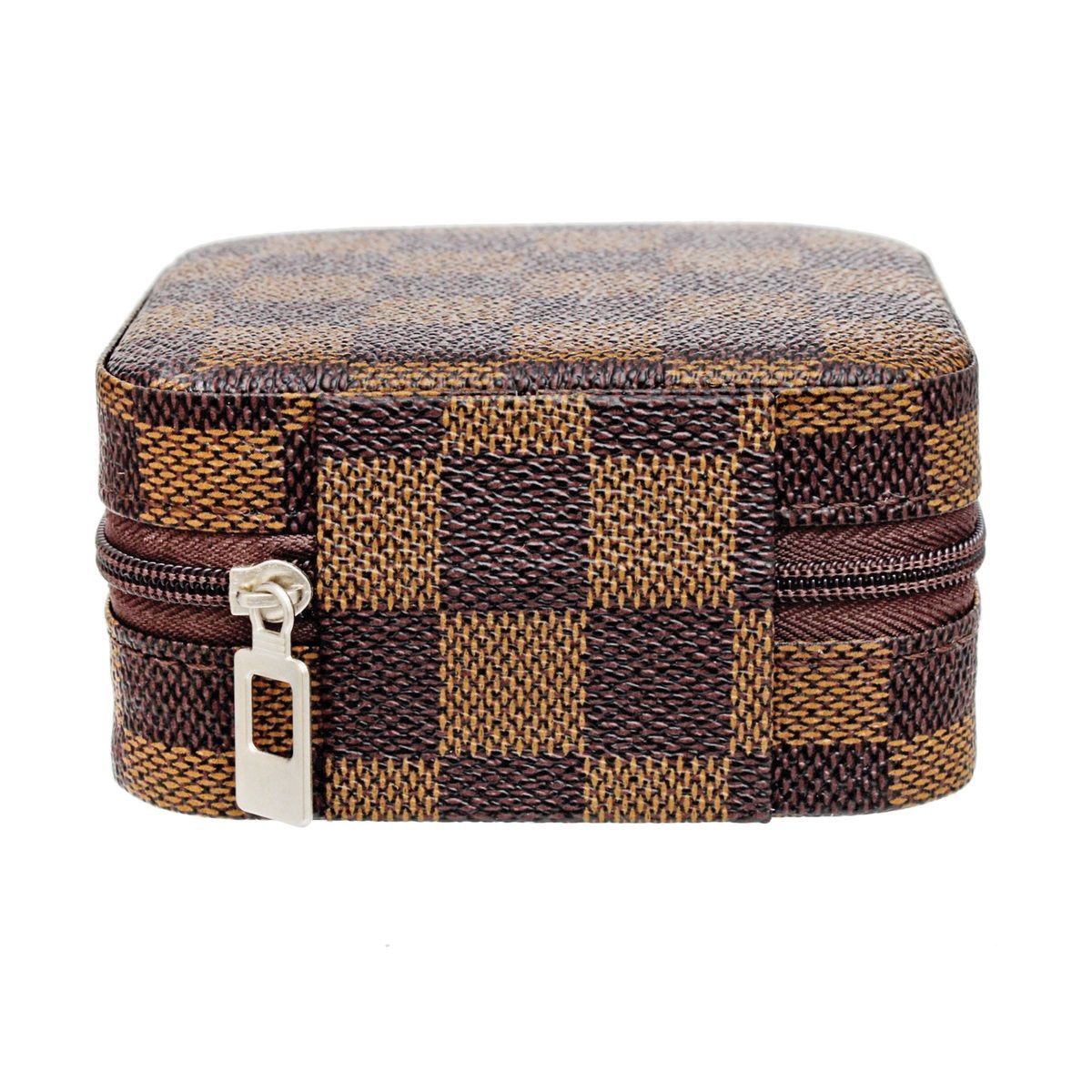 Brown Travel Square Jewelry Box Organizer Women
