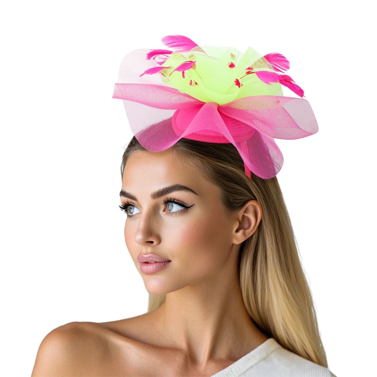 AKA Sorority Pink Green Ruffle Feather Fascinator