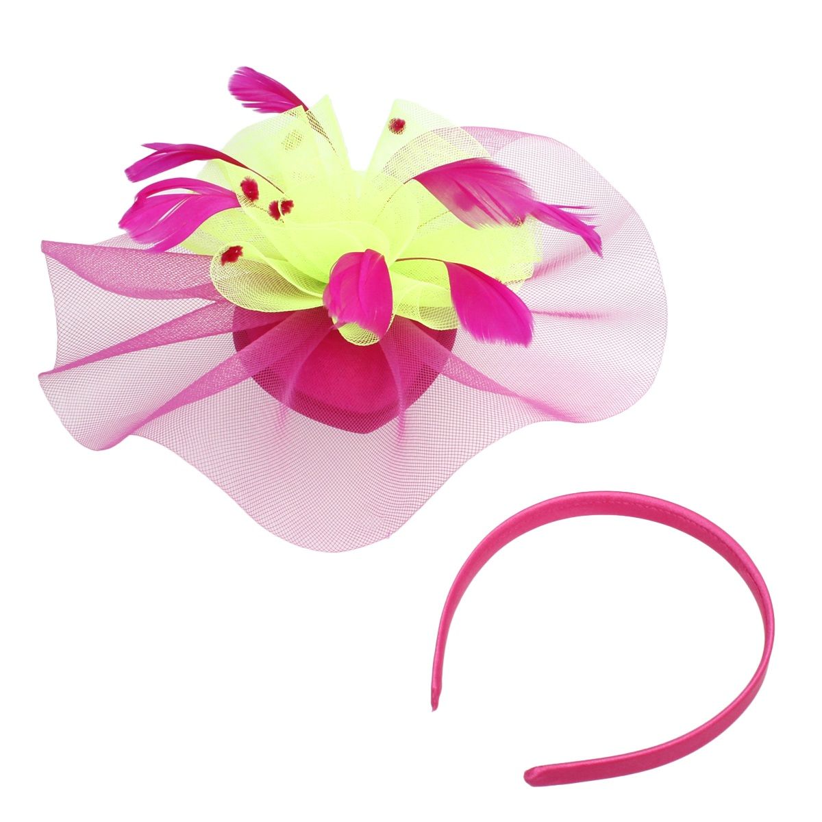AKA Sorority Pink Green Ruffle Feather Fascinator