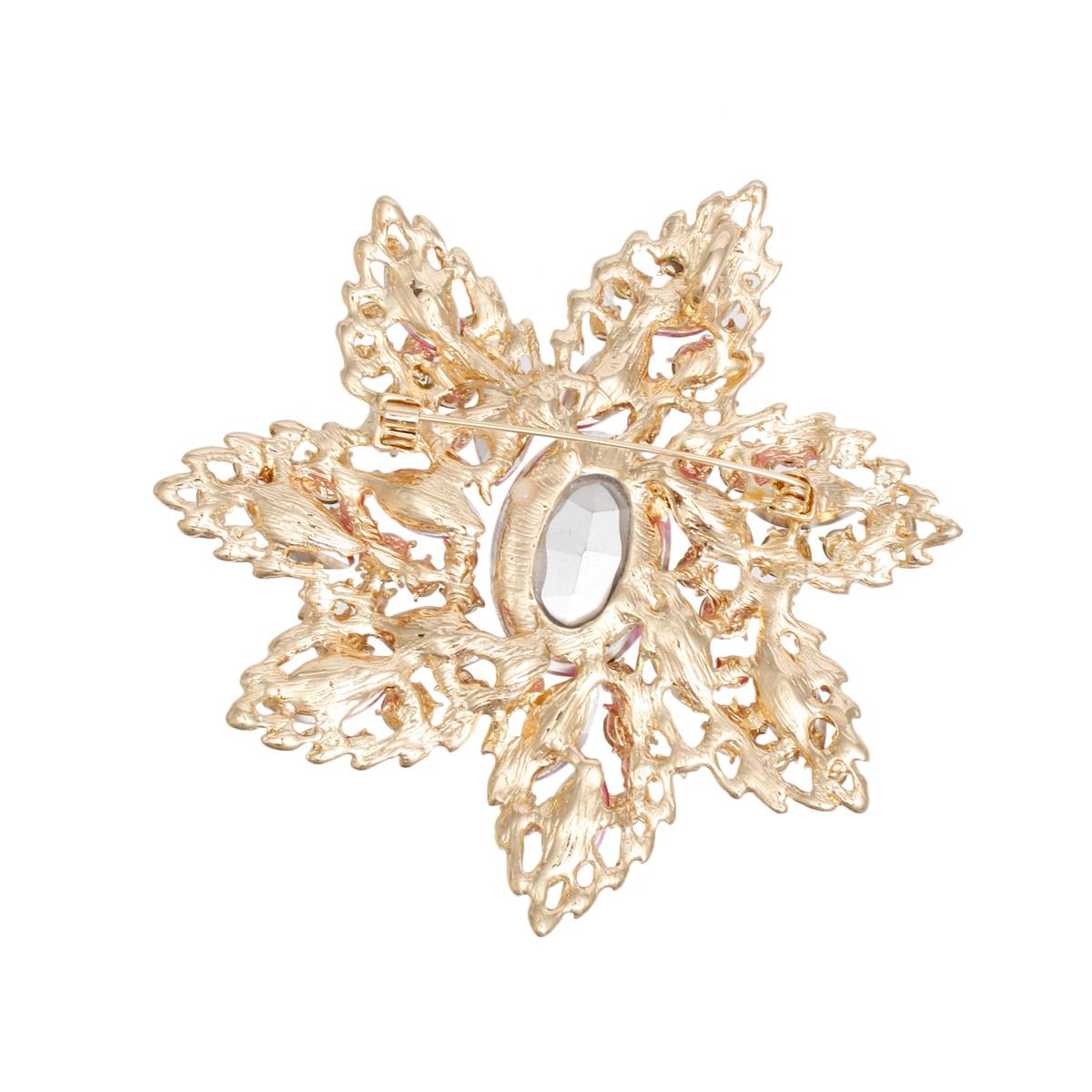 AKA Pointed Flower Pink Green Crystal Brooch