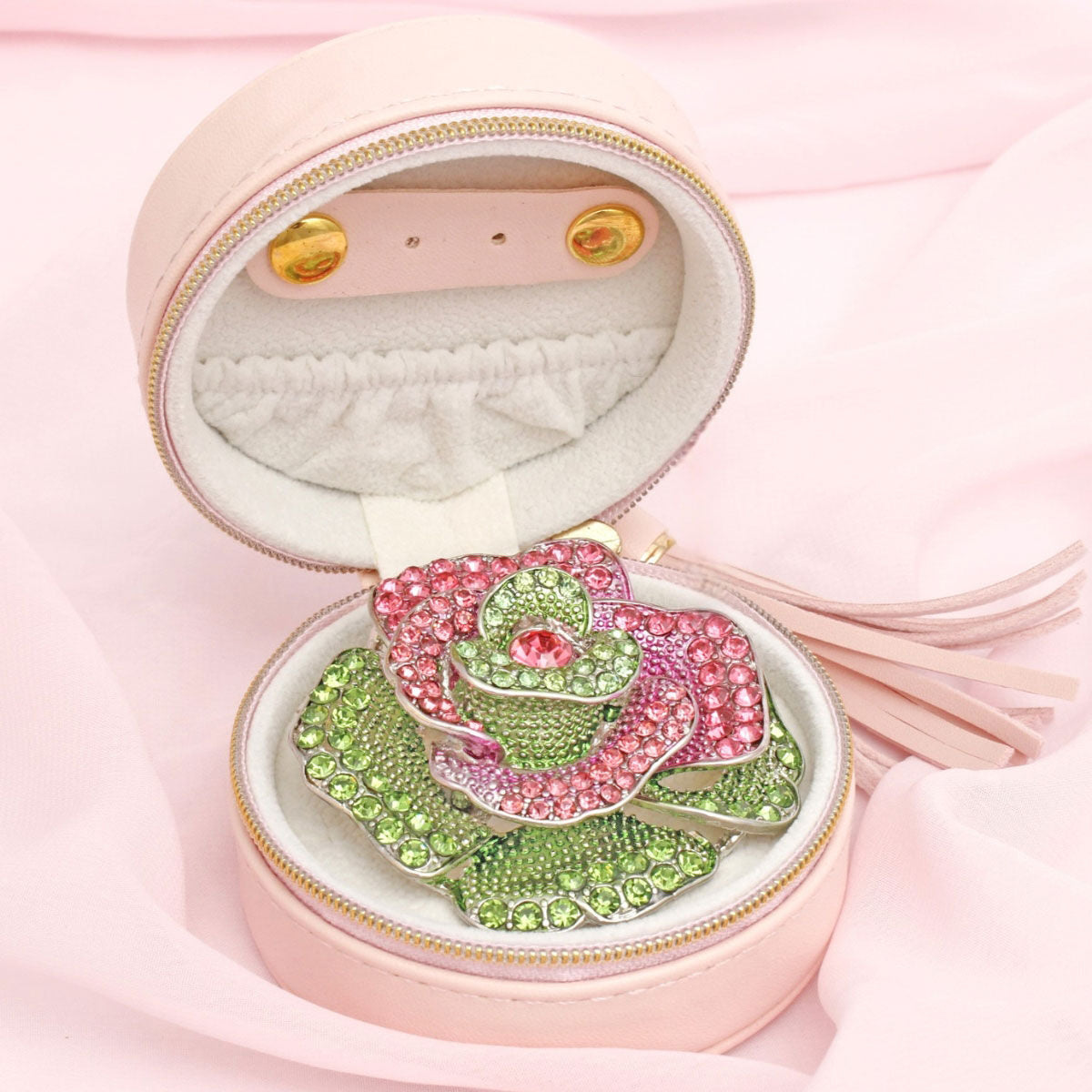 AKA Sorority Pink Green Silver Rose Brooch Pin